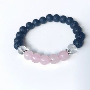 Rose Quartz & Lava Stone Mala Bracelet✨
